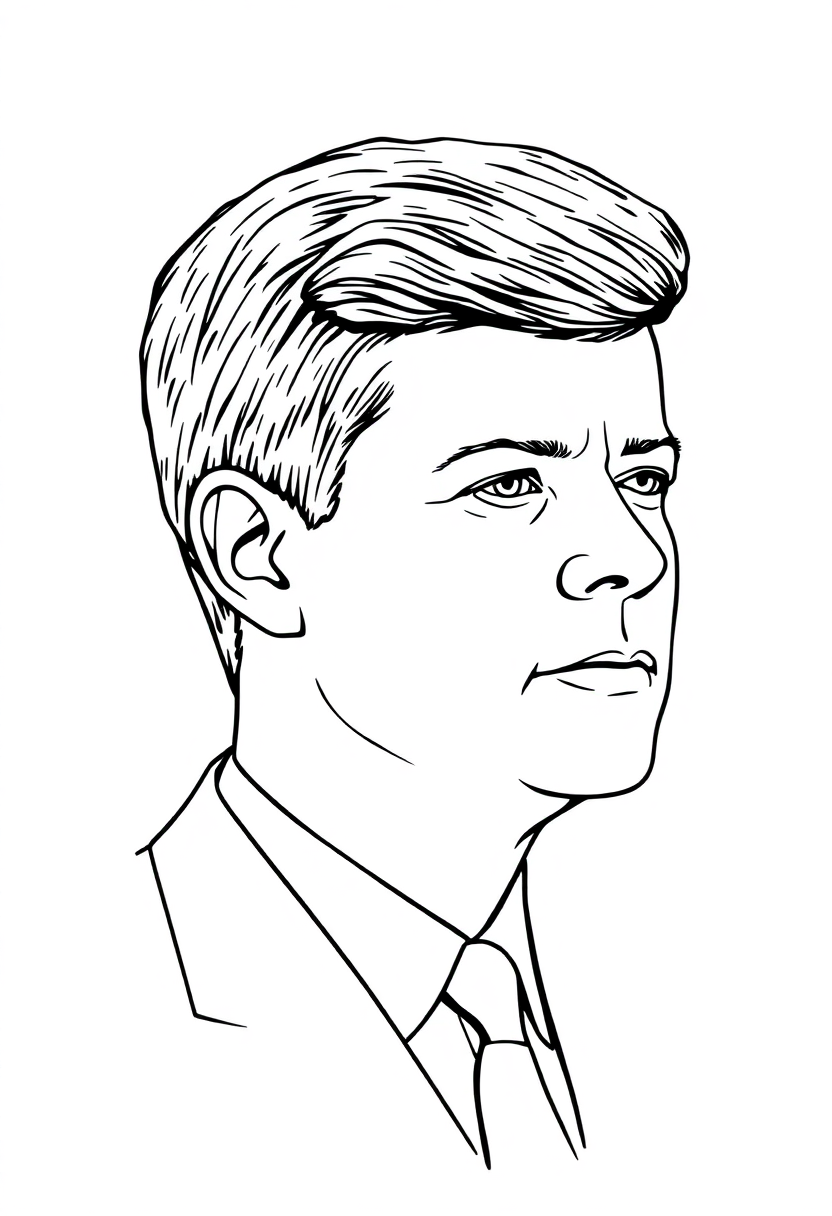 John F Kennedy Profile coloring page, free printable