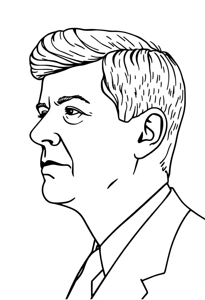 John F Kennedy Profile coloring page, free printable