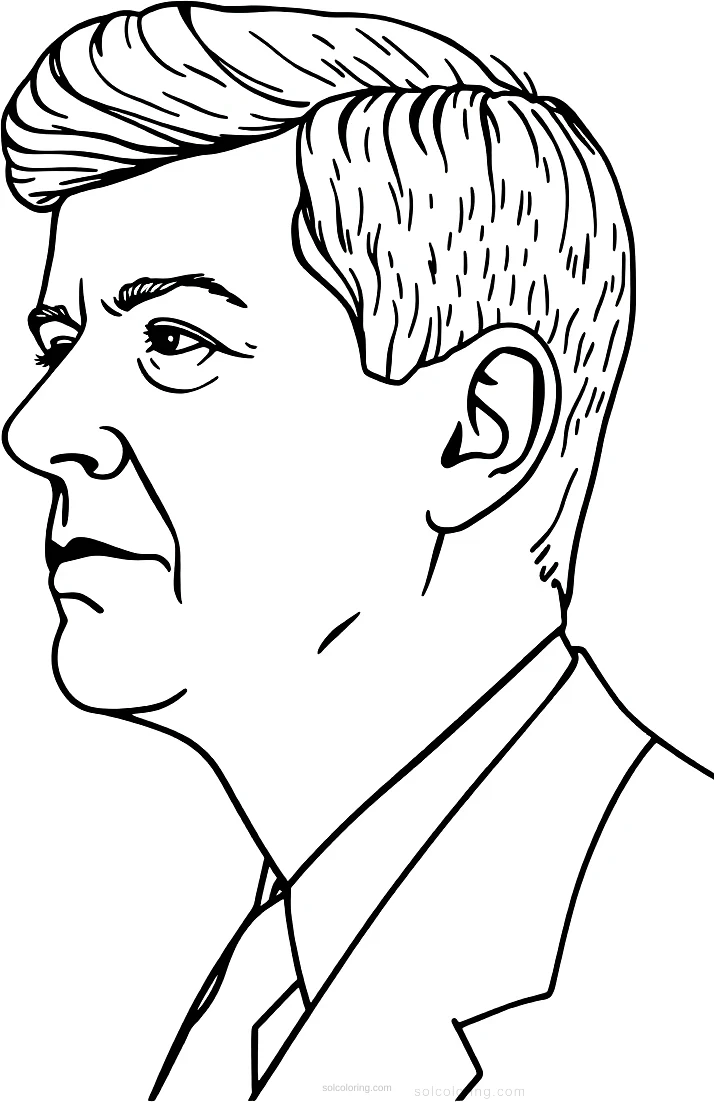 John F Kennedy Profile coloring page for kids