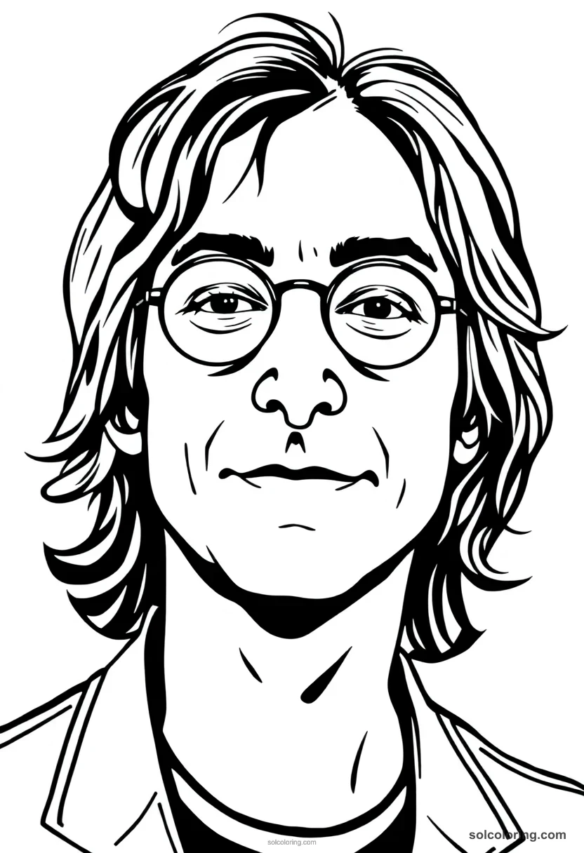 Illustrated Portrait John Lennon illustrated portrait coloring page for kids