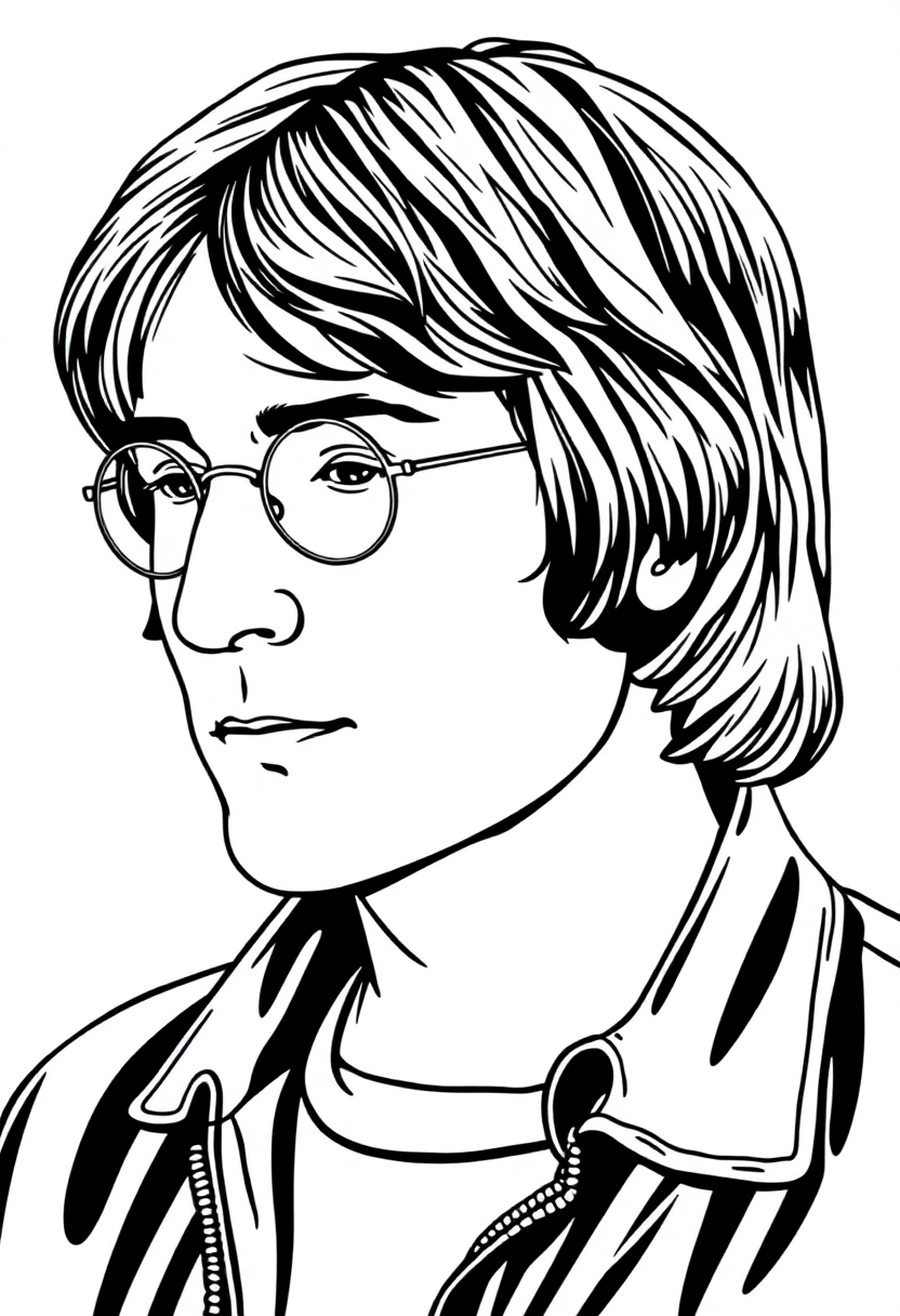 John Lennon Portrait coloring page, free printable