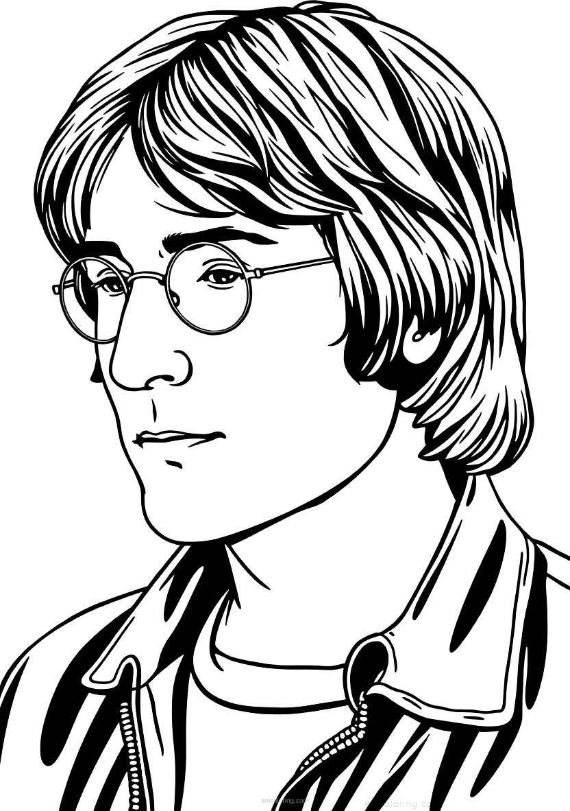 John Lennon Portrait coloring page for kids