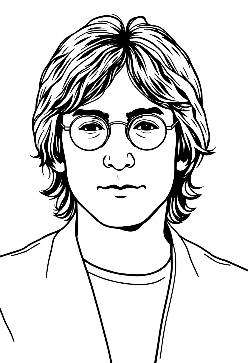 John Lennon Portrait coloring page, free printable