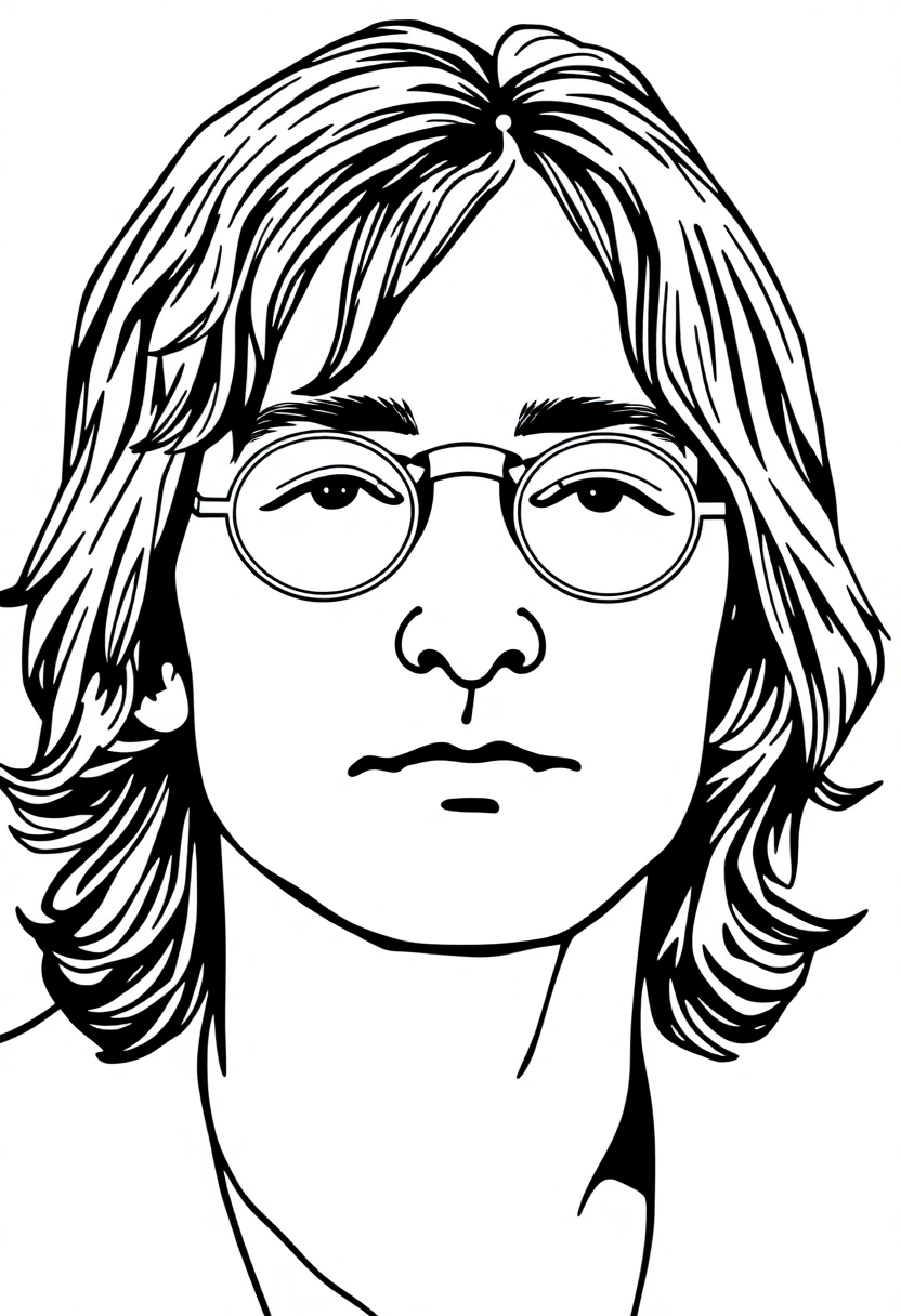 John Lennon Portrait coloring page, free printable