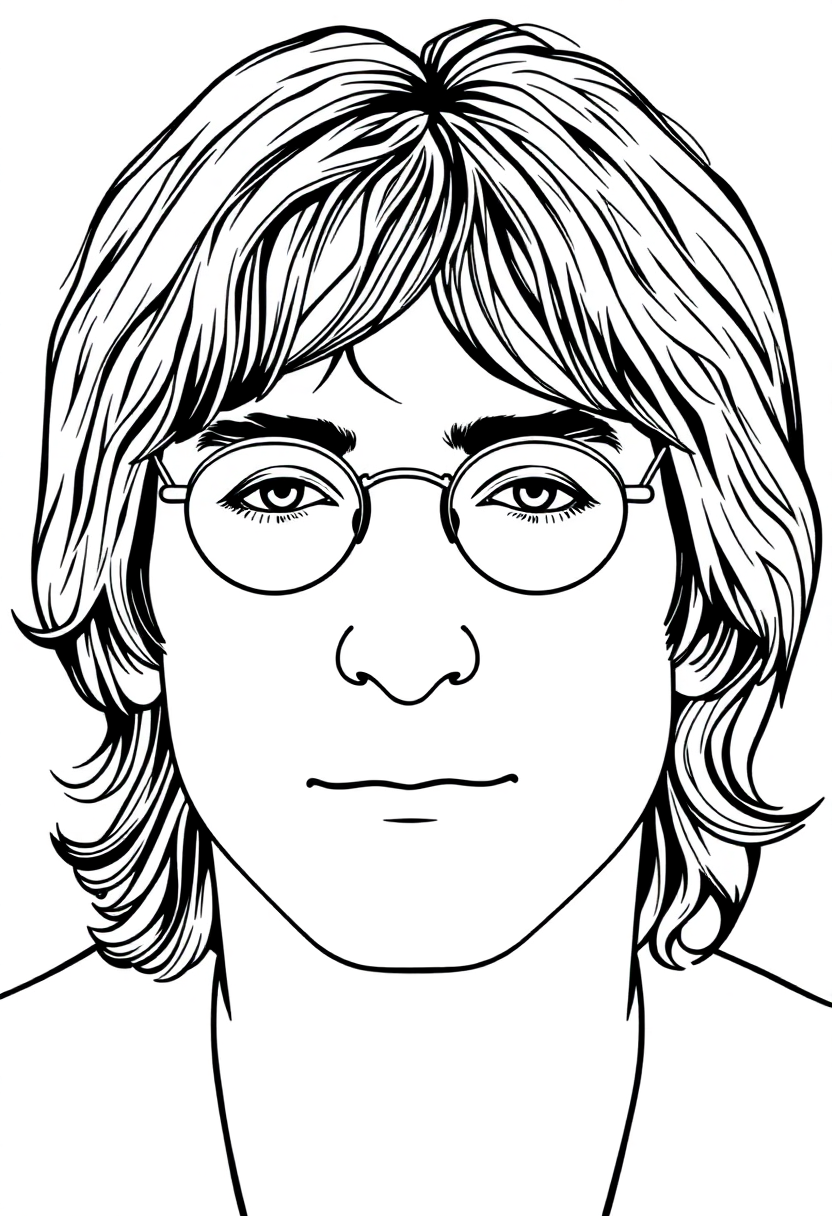 John Lennon Portrait coloring page, free printable