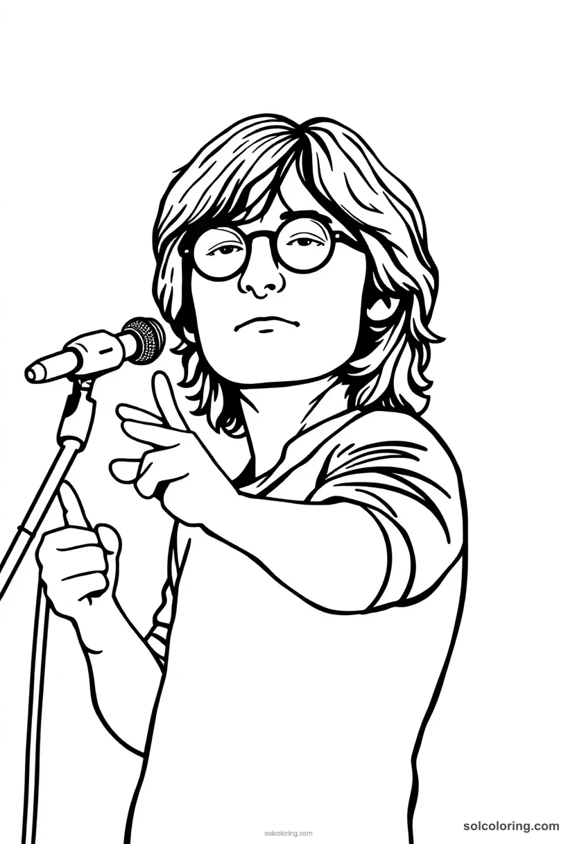 Silhouette John Lennon silhouette coloring page for kids
