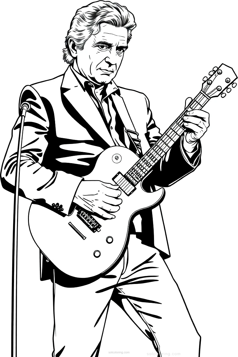 Johnny Cash With Guitar coloring pages