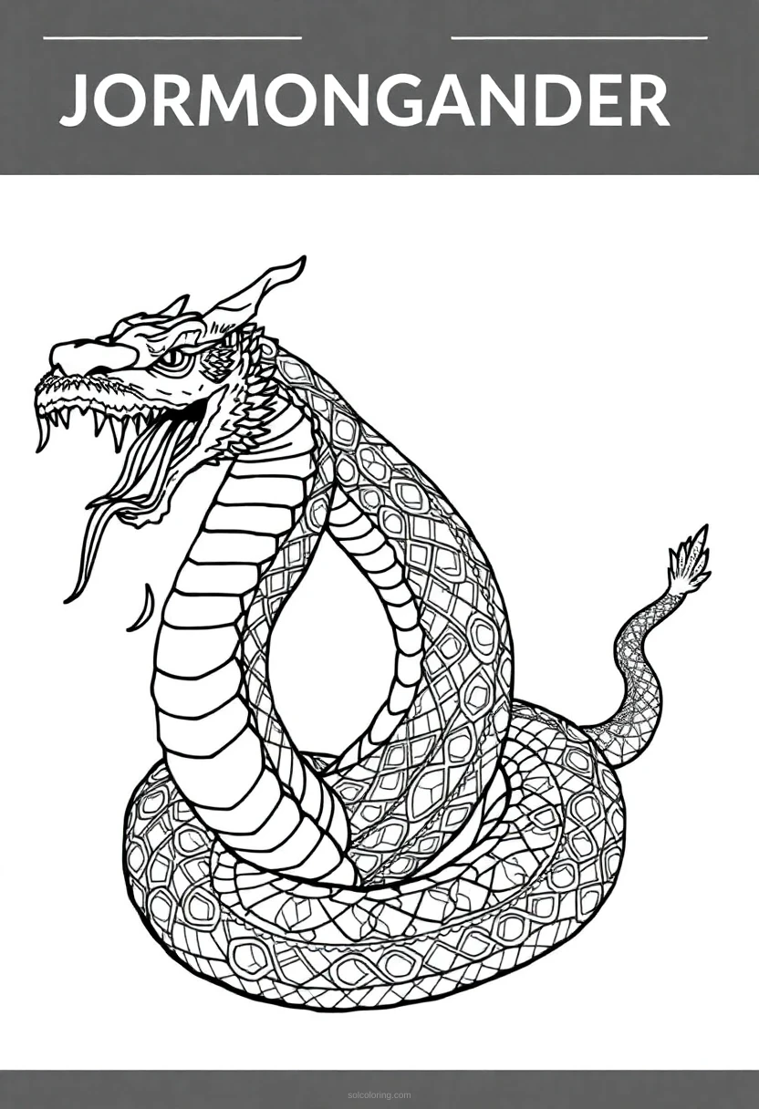 Jormungandr World Serpent coloring page for kids