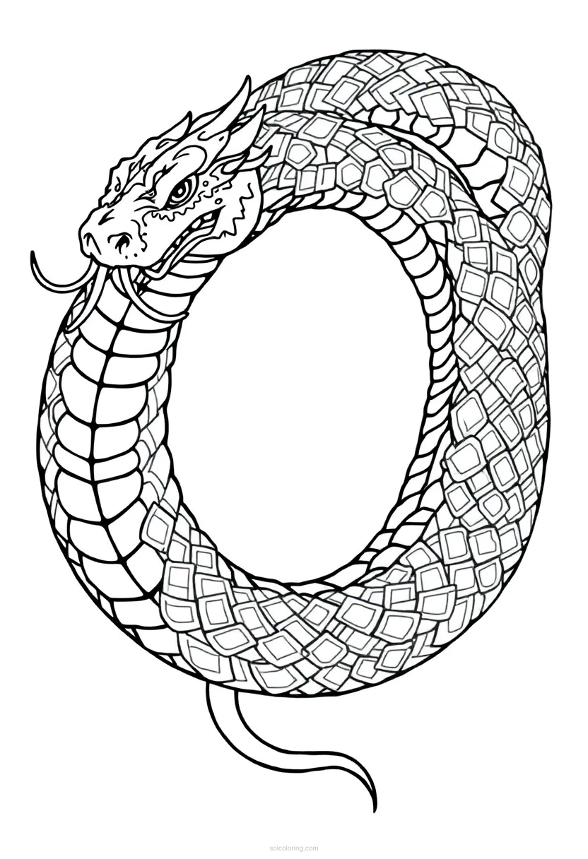 Jormungandr World Serpent coloring page for kids