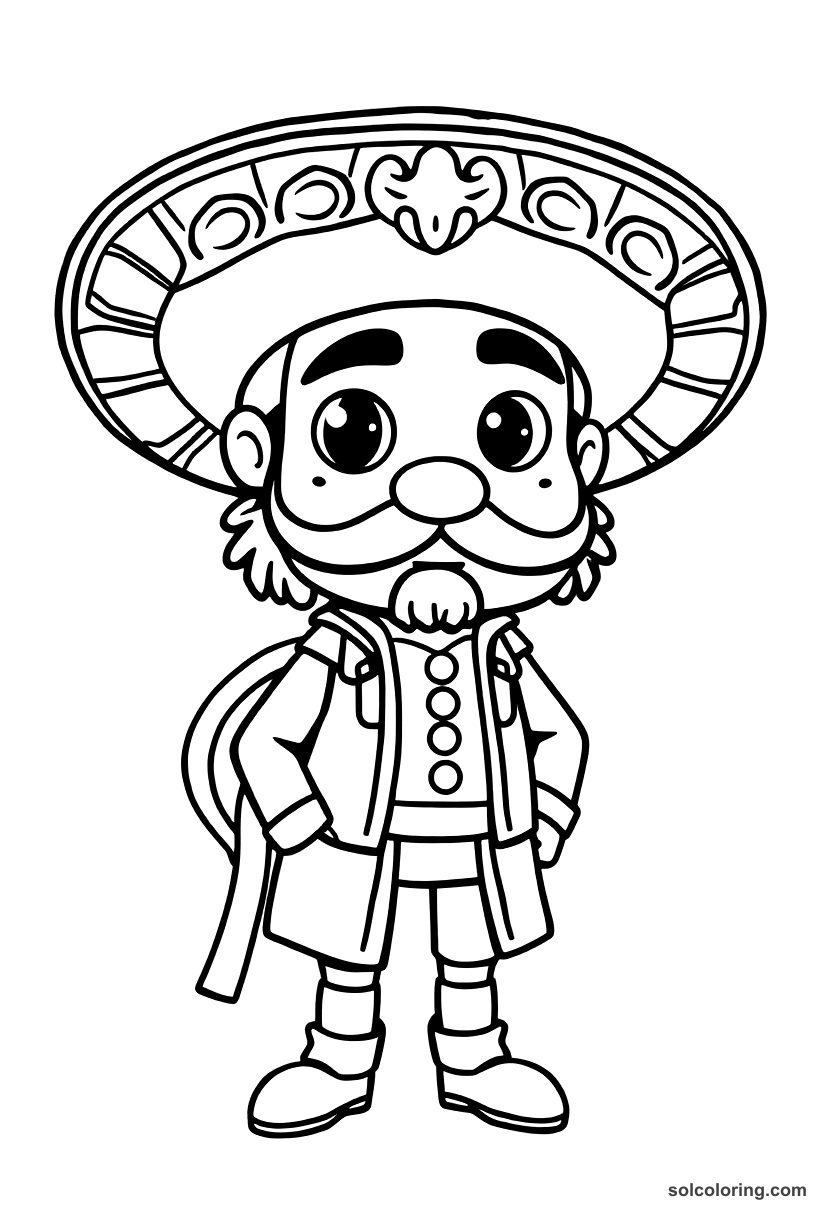Cute Cartoon Jose de San Martin in Argentina coloring page, free printable cute cartoon style