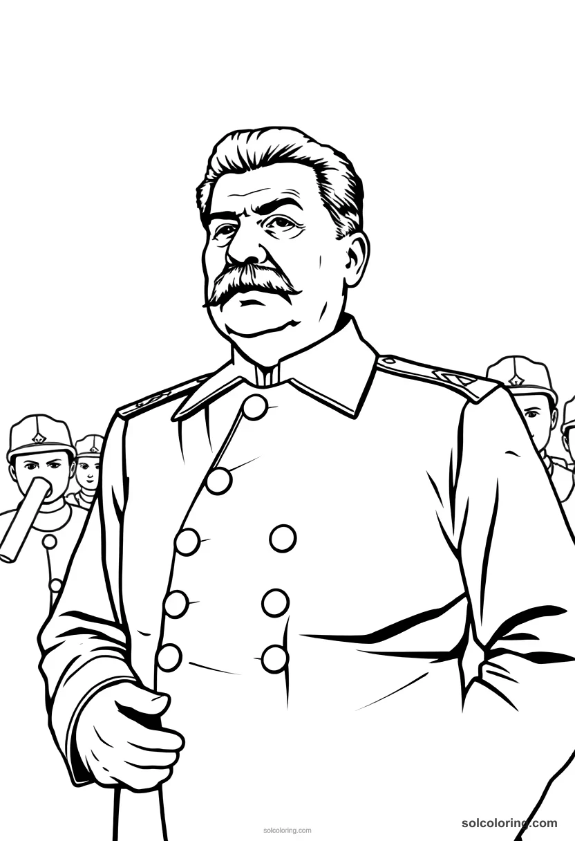 Joseph Stalin Reviewing the Red Army coloring page for kids