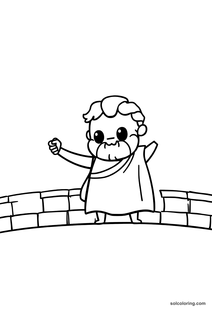 Cute Cartoon Julius Caesar Crossing the Rubicon coloring page, free printable cute cartoon style