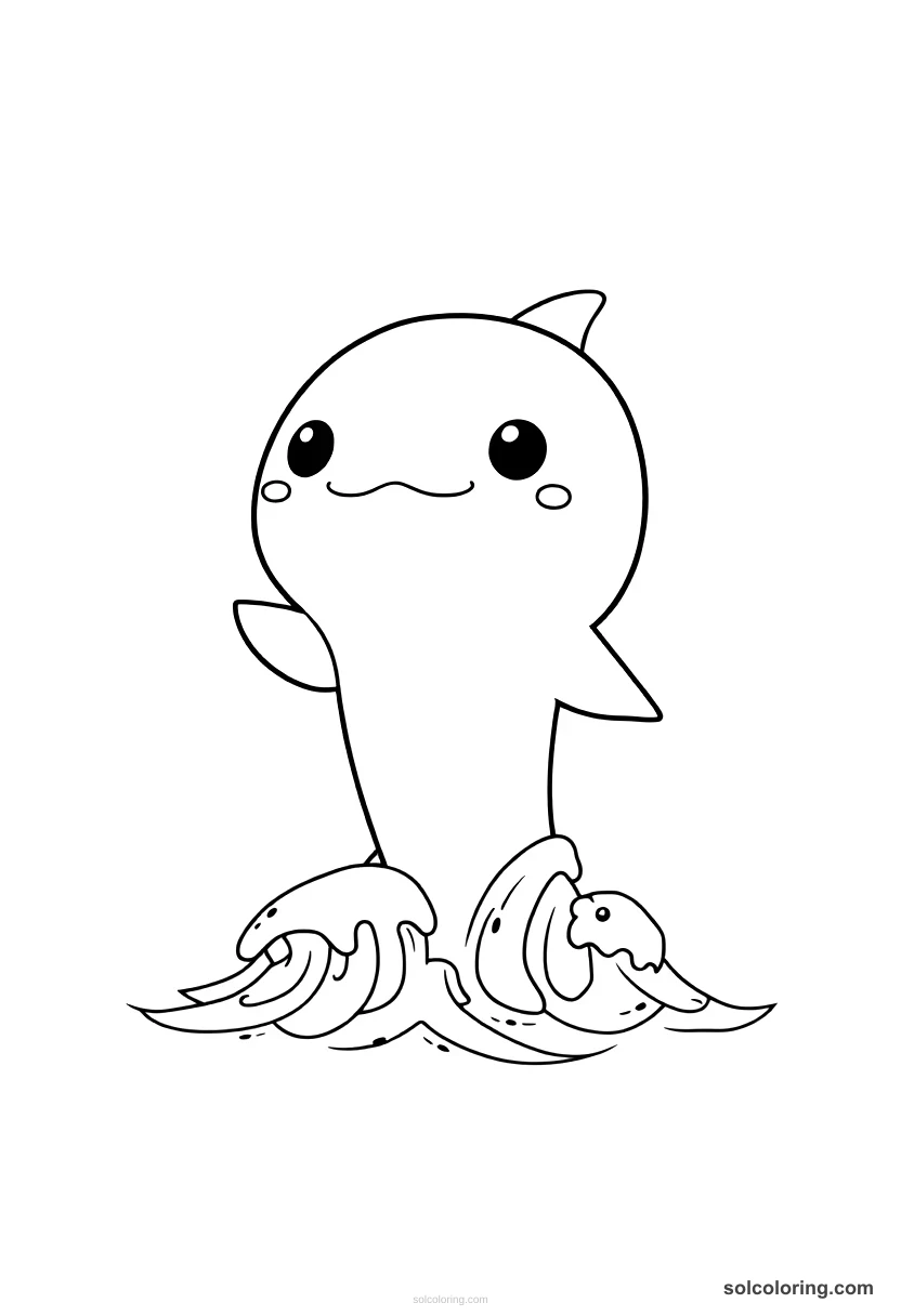 Chibi Julnar the Sea-Born rising from the ocean waves chibi coloring page for kids