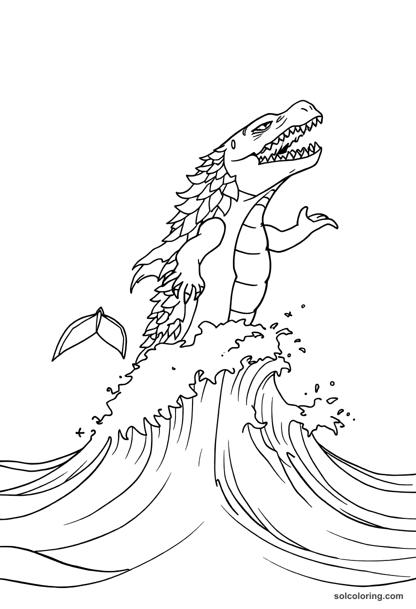 Julnar The Sea Born Rising From The Ocean Waves coloring pages