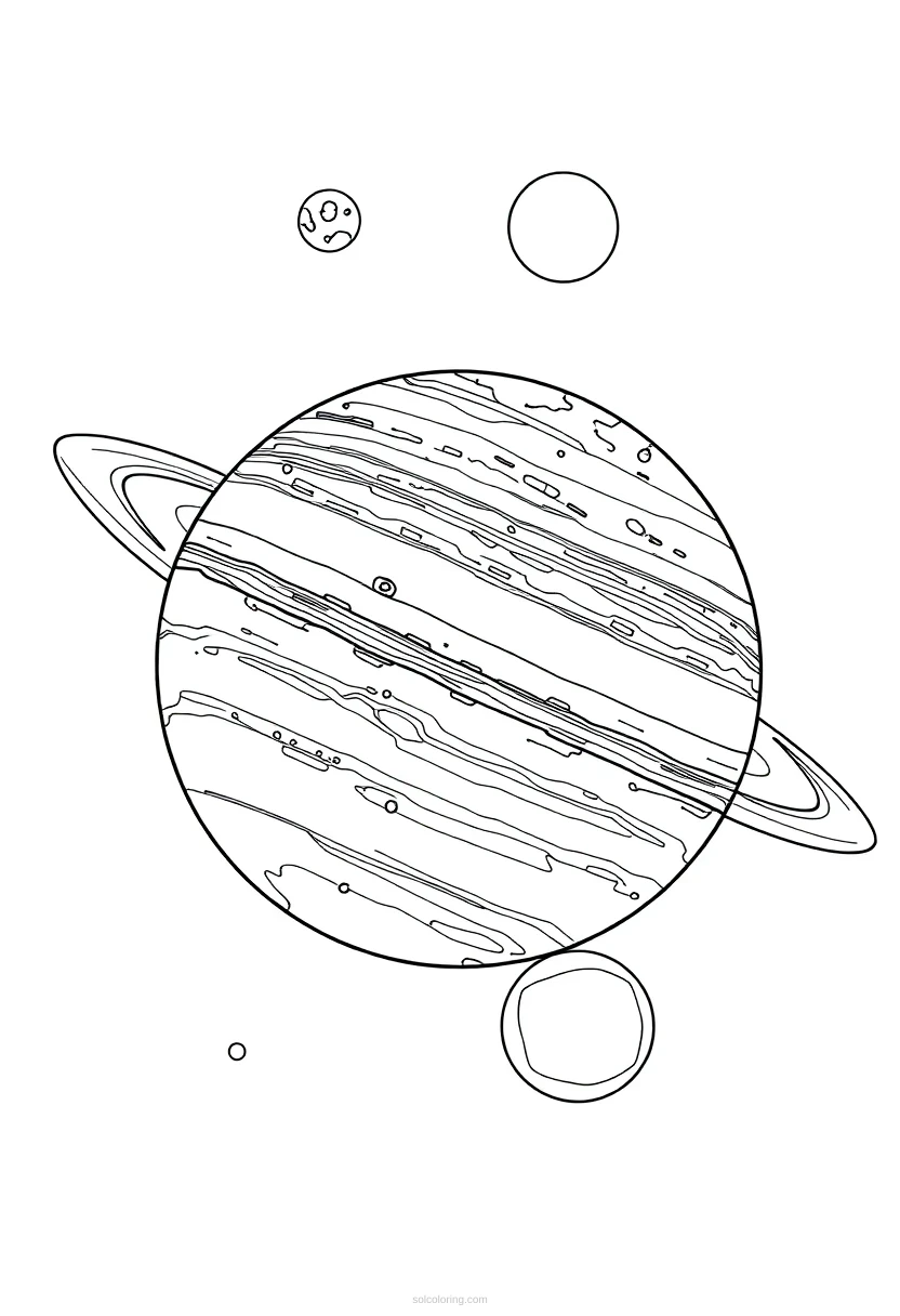 Jupiter and Its Moons coloring page for kids