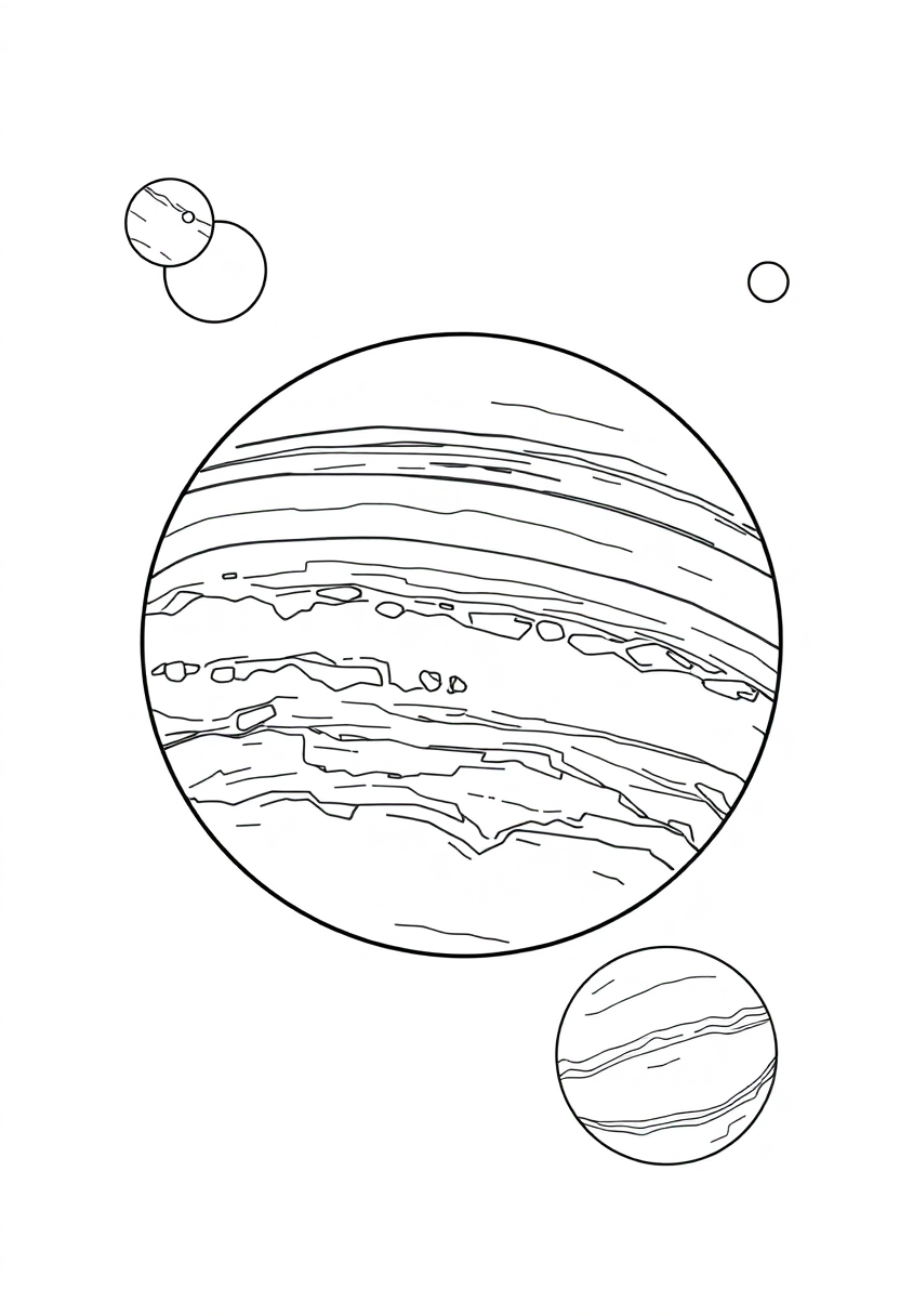 Jupiter And Its Moons coloring pages