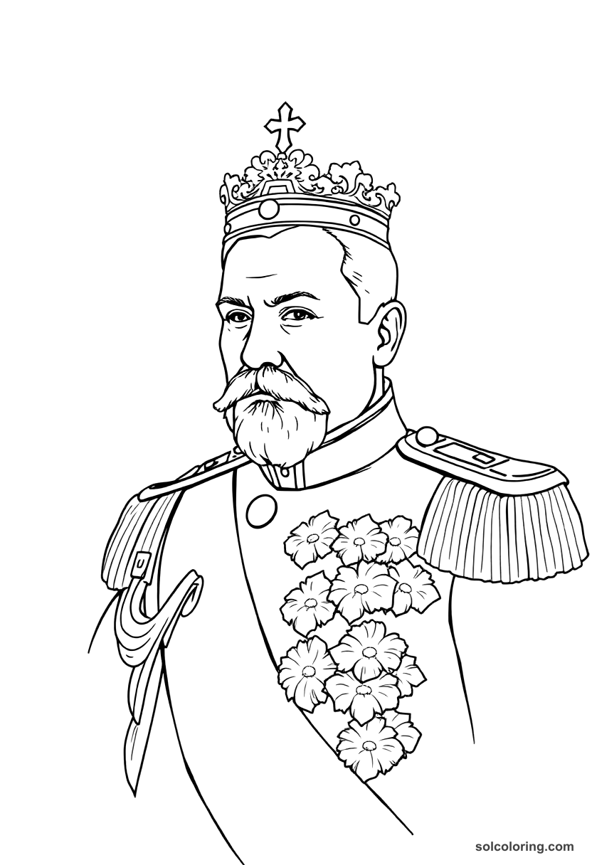 Kaiser Wilhelm II in Full Military Regalia coloring page, free printable realistic style