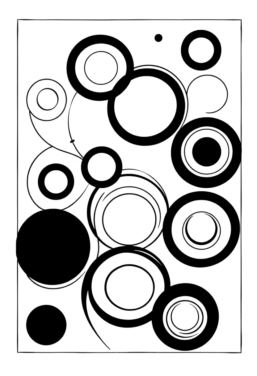 Kandinsky Abstract Circles coloring page, free printable