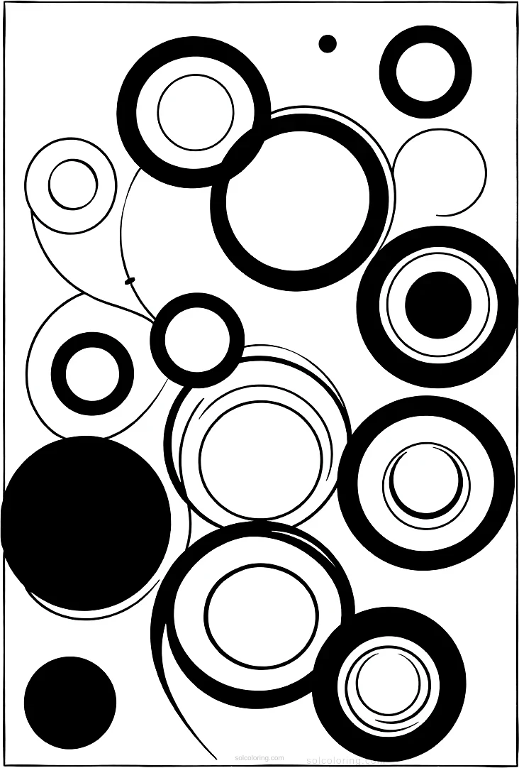 Kandinsky Abstract Circles coloring page for kids