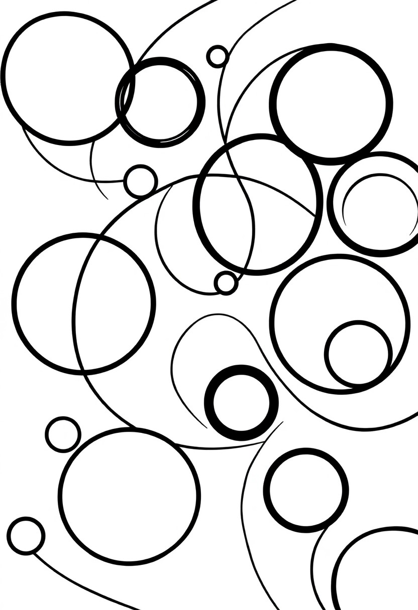 Kandinsky Abstract Circles coloring page, free printable