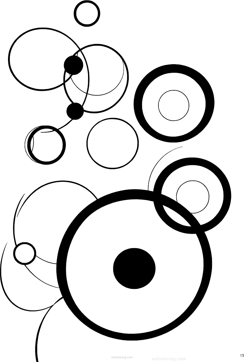 Kandinsky Abstract Circles coloring page for kids