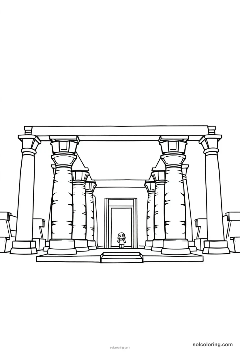 Chibi Karnak Temple Hypostyle Hall chibi coloring page for kids