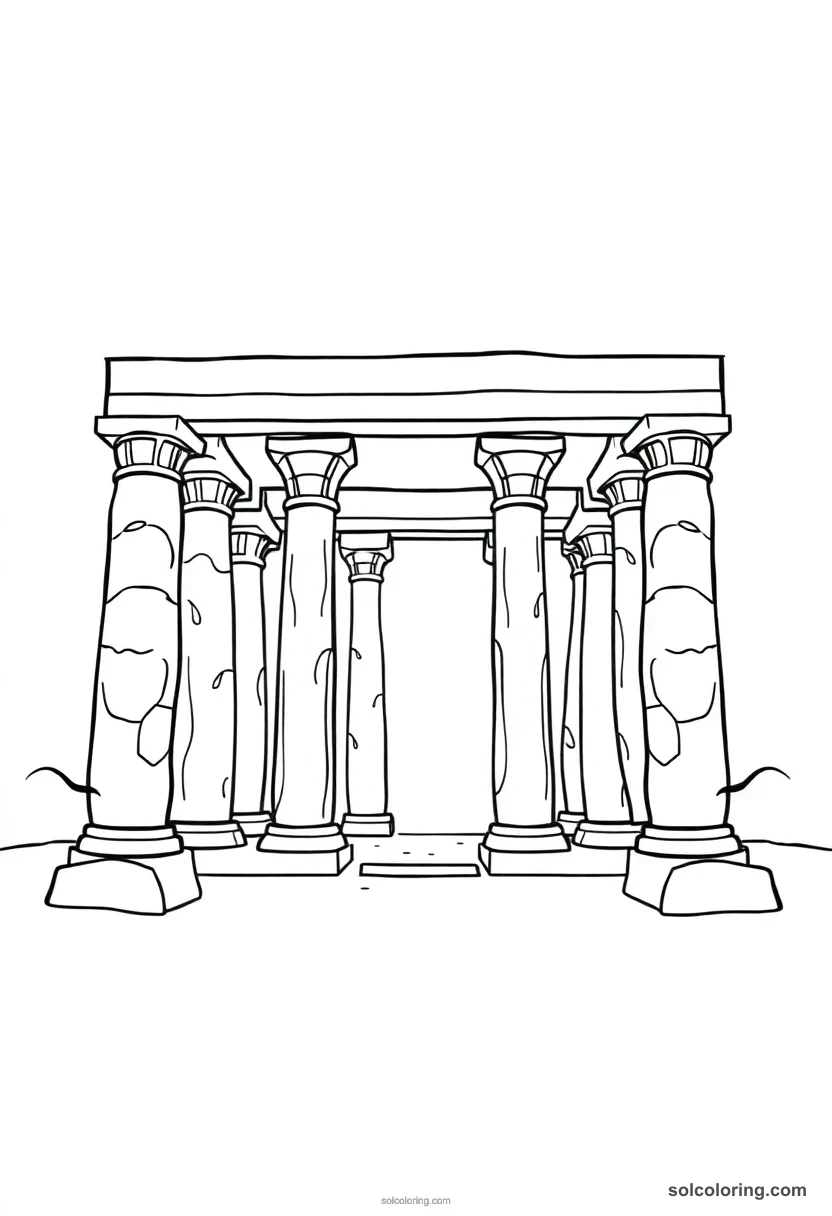 Cute Cartoon Karnak Temple Hypostyle Hall cute cartoon coloring page for kids