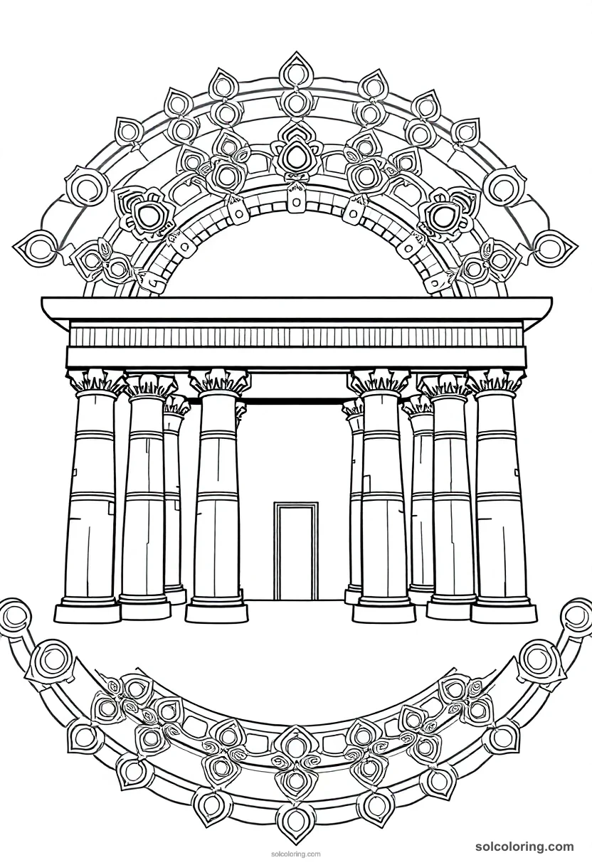 Mandala Karnak Temple Hypostyle Hall mandala coloring page for kids
