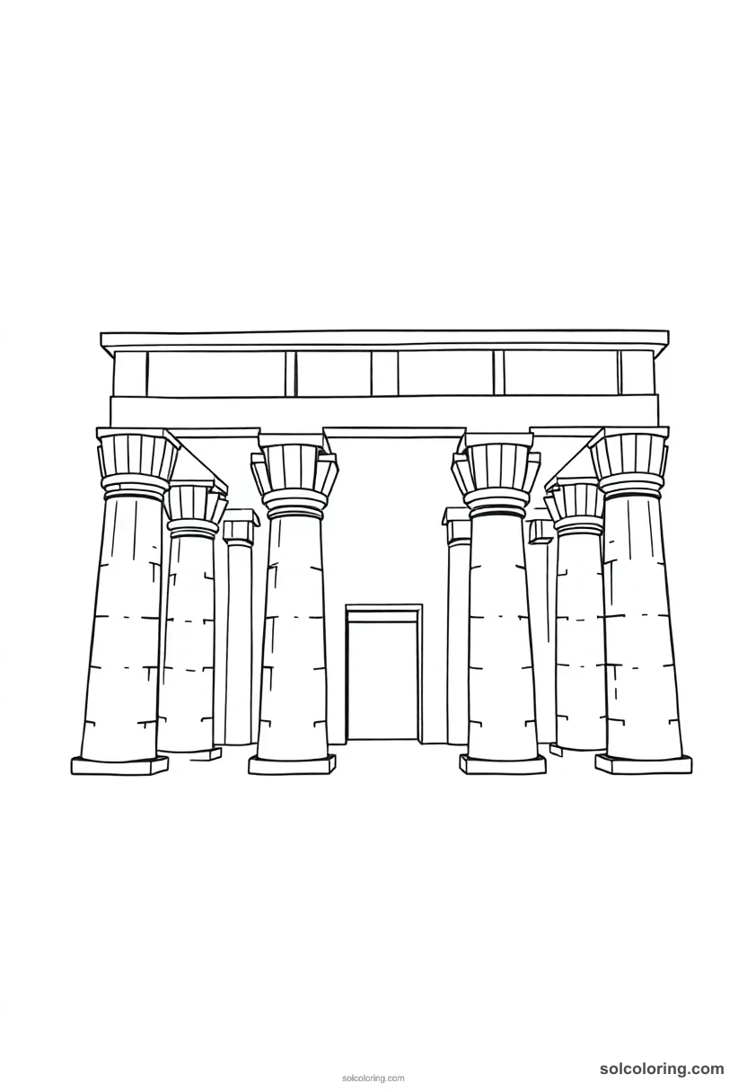 Simple Karnak Temple Hypostyle Hall simple coloring page for kids