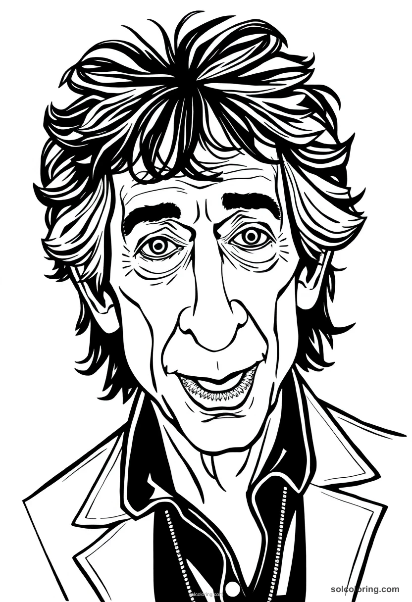 Caricature Keith Richards caricature coloring page for kids