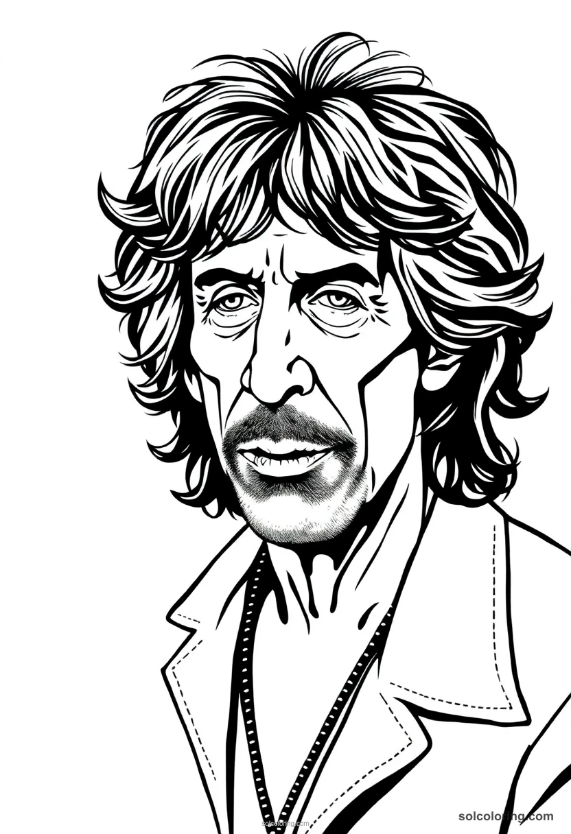 Illustrated Portrait Keith Richards illustrated portrait coloring page for kids