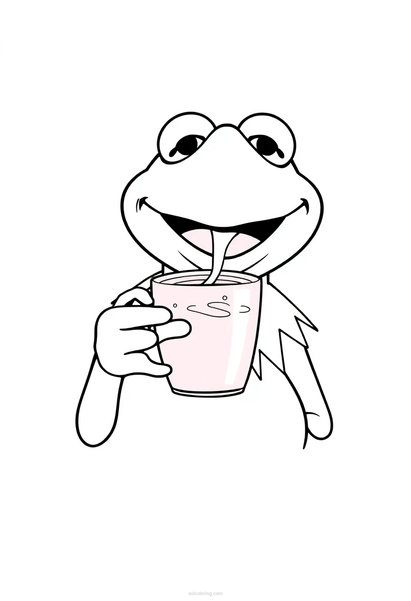 Kermit Sipping Tea coloring page for kids