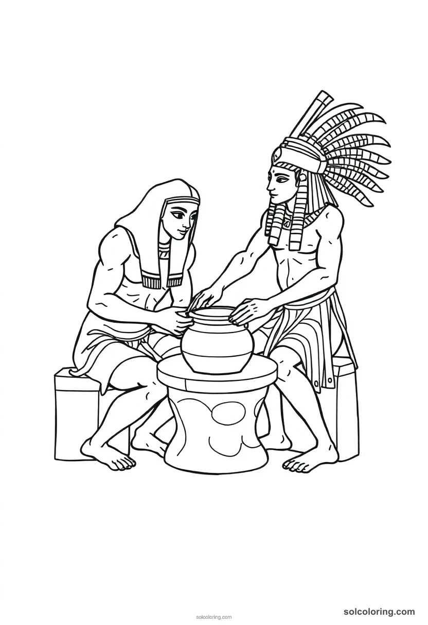 Khnum Shaping Humans On Potter S Wheel coloring pages