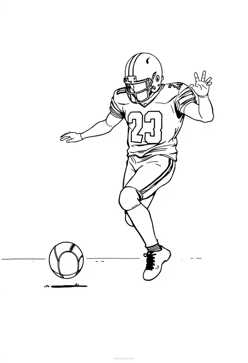 Kicker Attempting Field Goal coloring page for kids