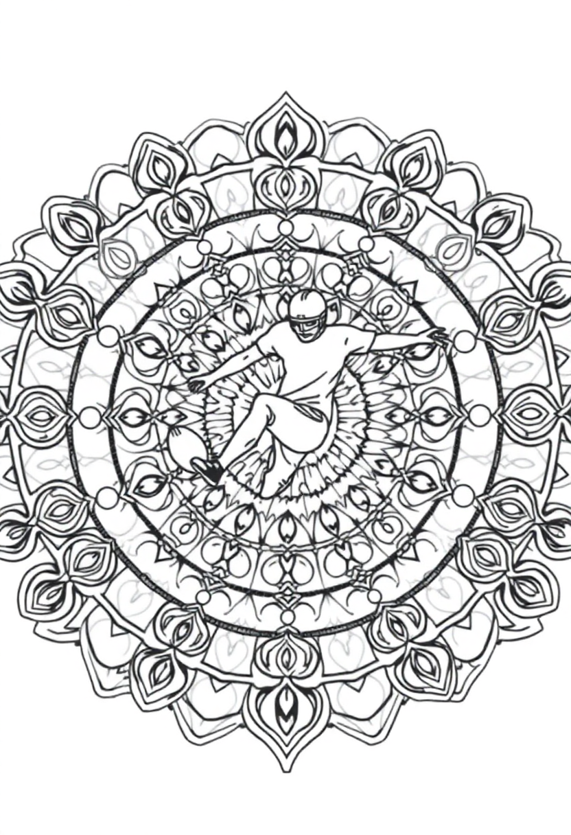 Kicker Attempting Field Goal coloring page, free printable