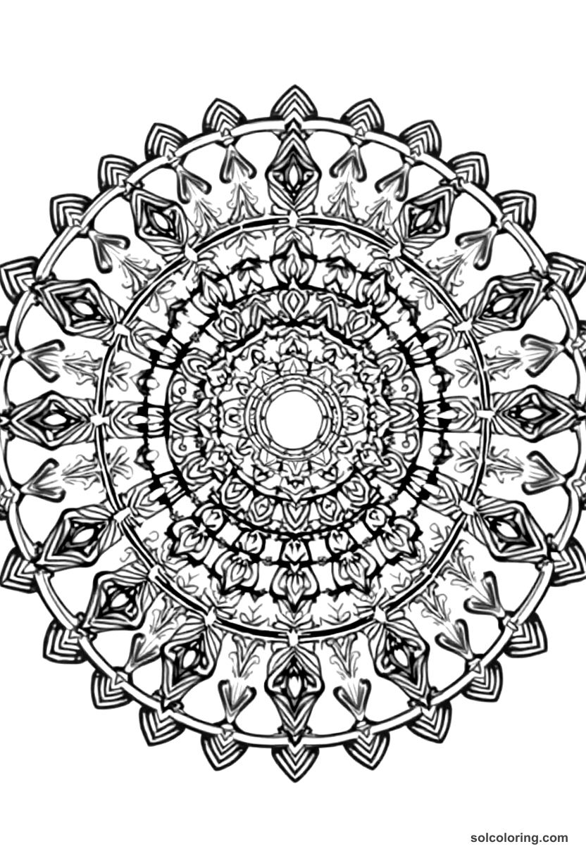 Mandala King Alfred the Great Burning the Cakes coloring page, free printable mandala style