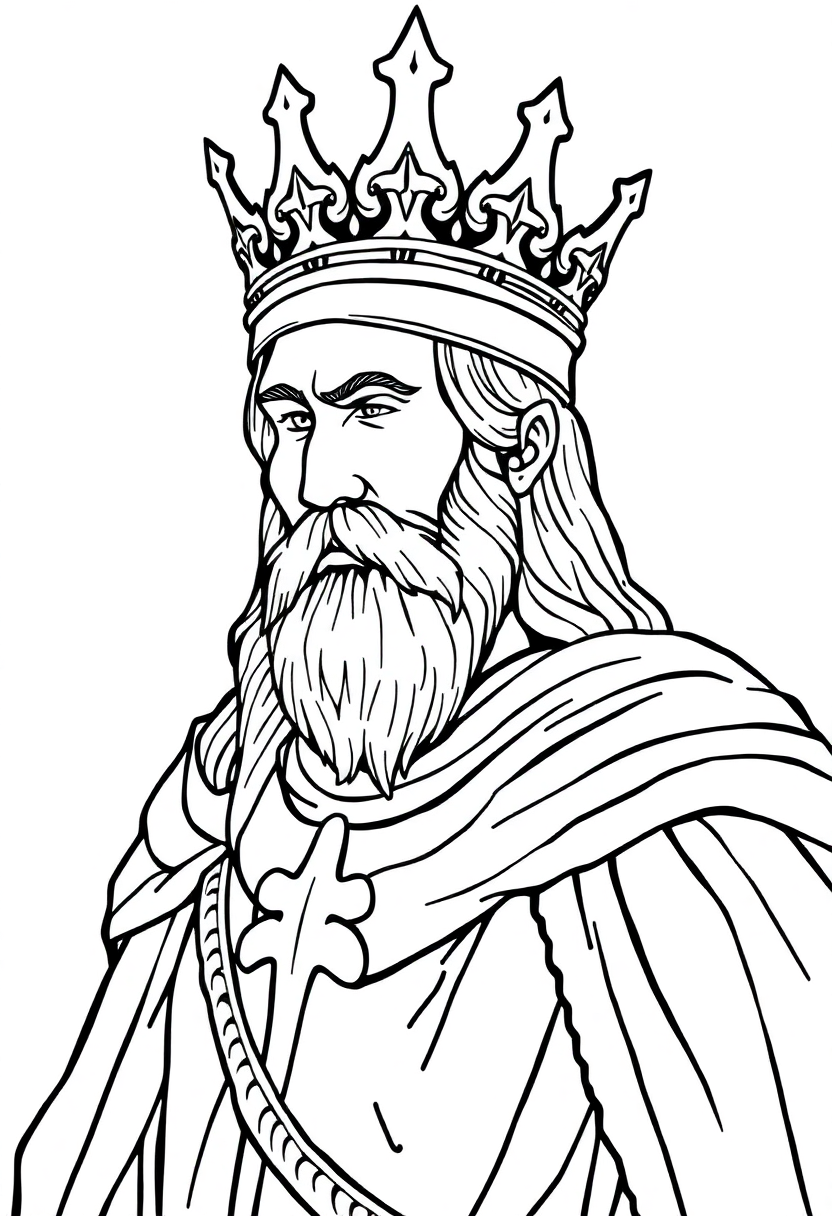 King Arthur with Crown coloring page, free printable