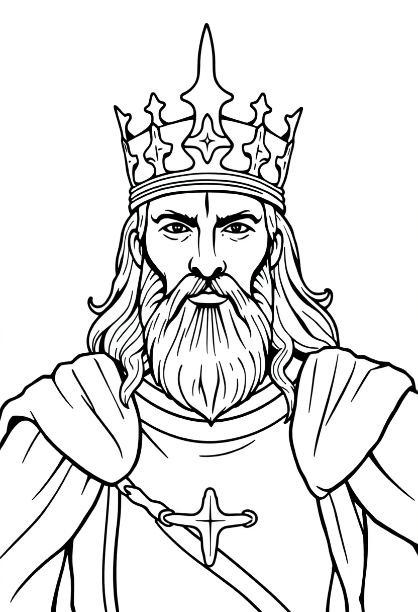King Arthur with Crown coloring page, free printable