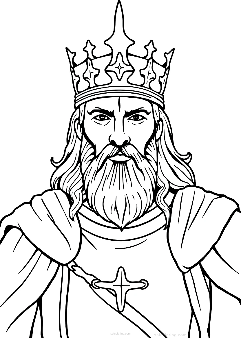 King Arthur with Crown coloring page for kids
