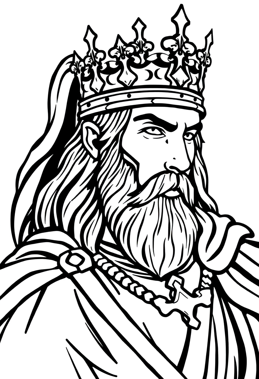 King Arthur with Crown coloring page, free printable