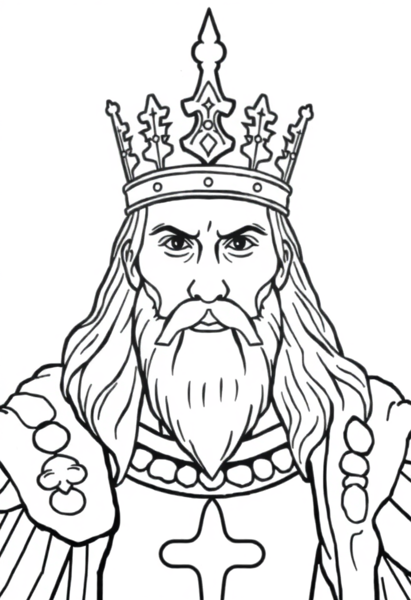 King Arthur with Crown coloring page, free printable