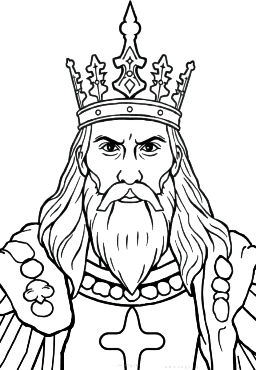 King Arthur with Crown coloring page for kids