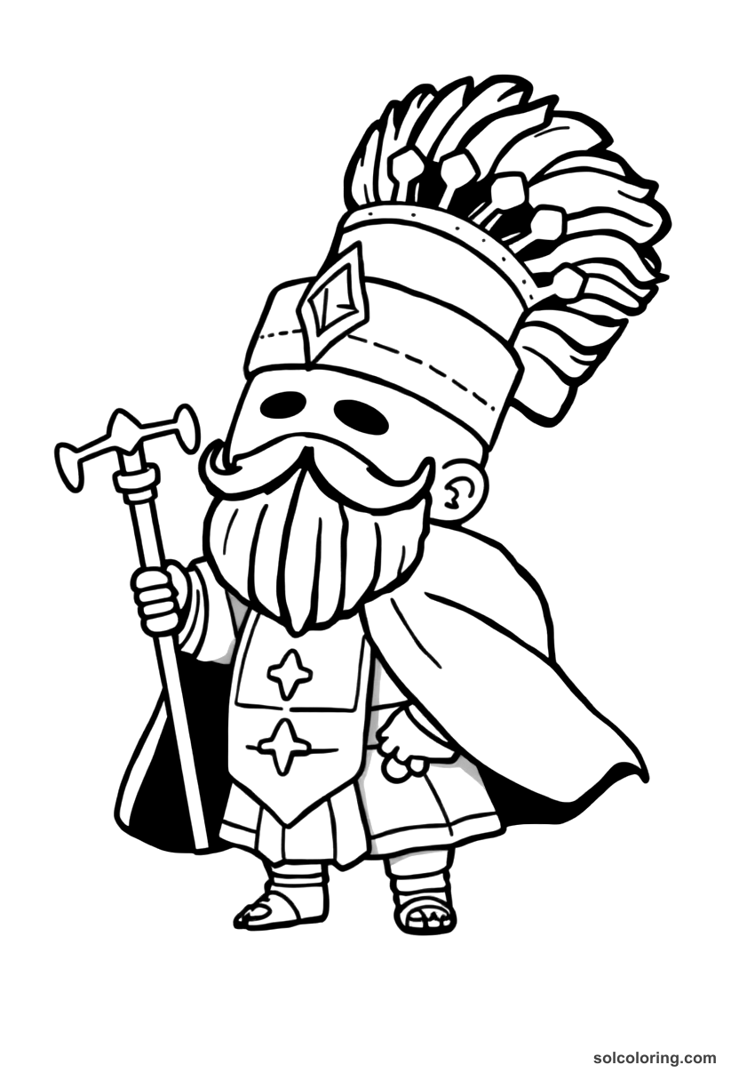 Chibi King Cnut Commanding the Sea coloring page, free printable chibi style