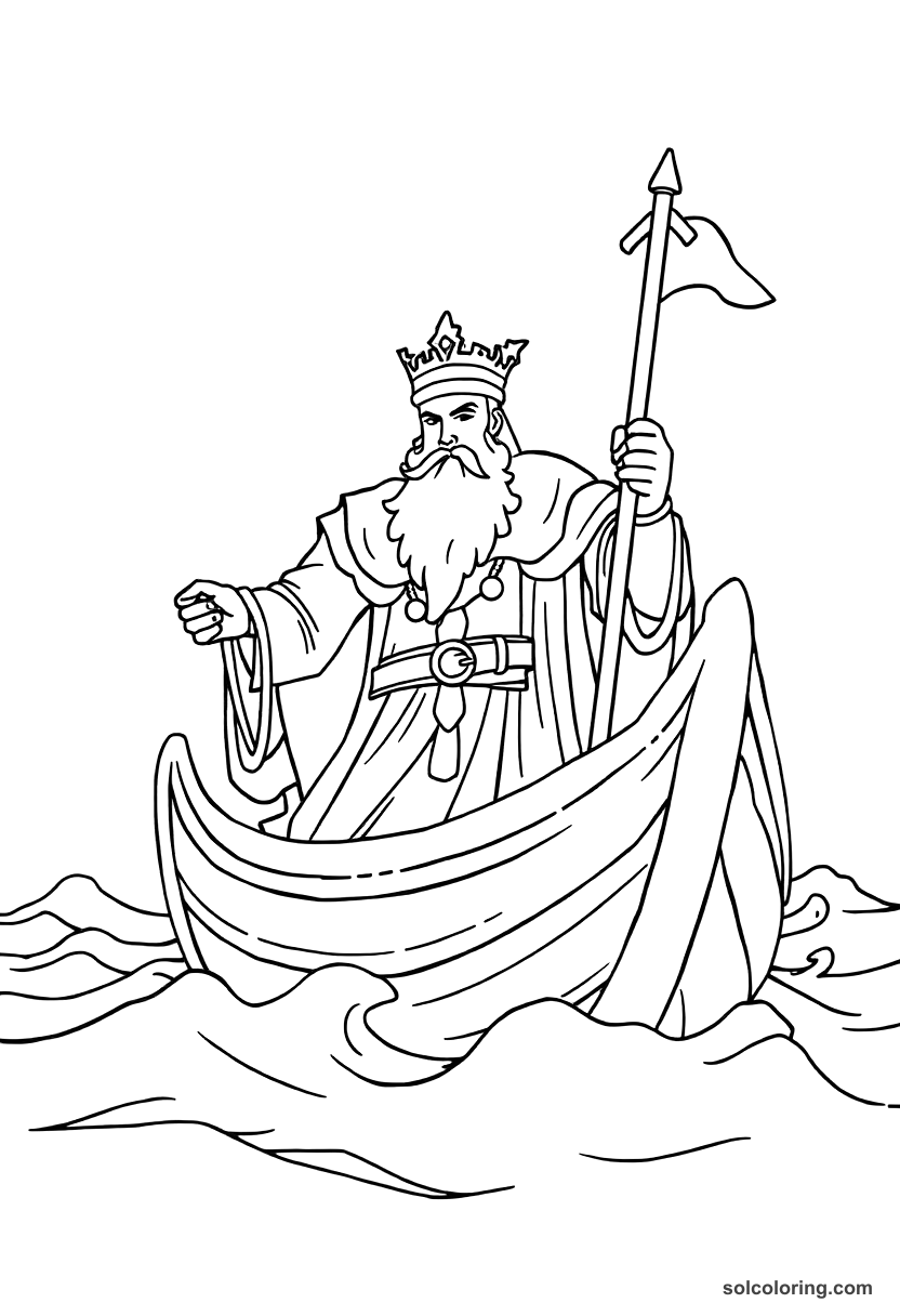 Simple King Cnut Commanding the Sea coloring page, free printable simple style