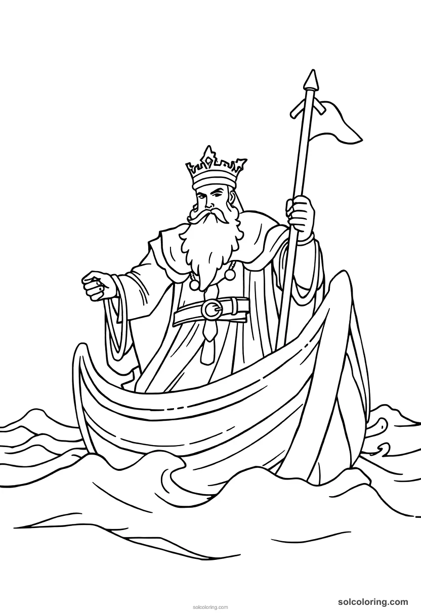 Simple King Cnut Commanding the Sea simple coloring page for kids