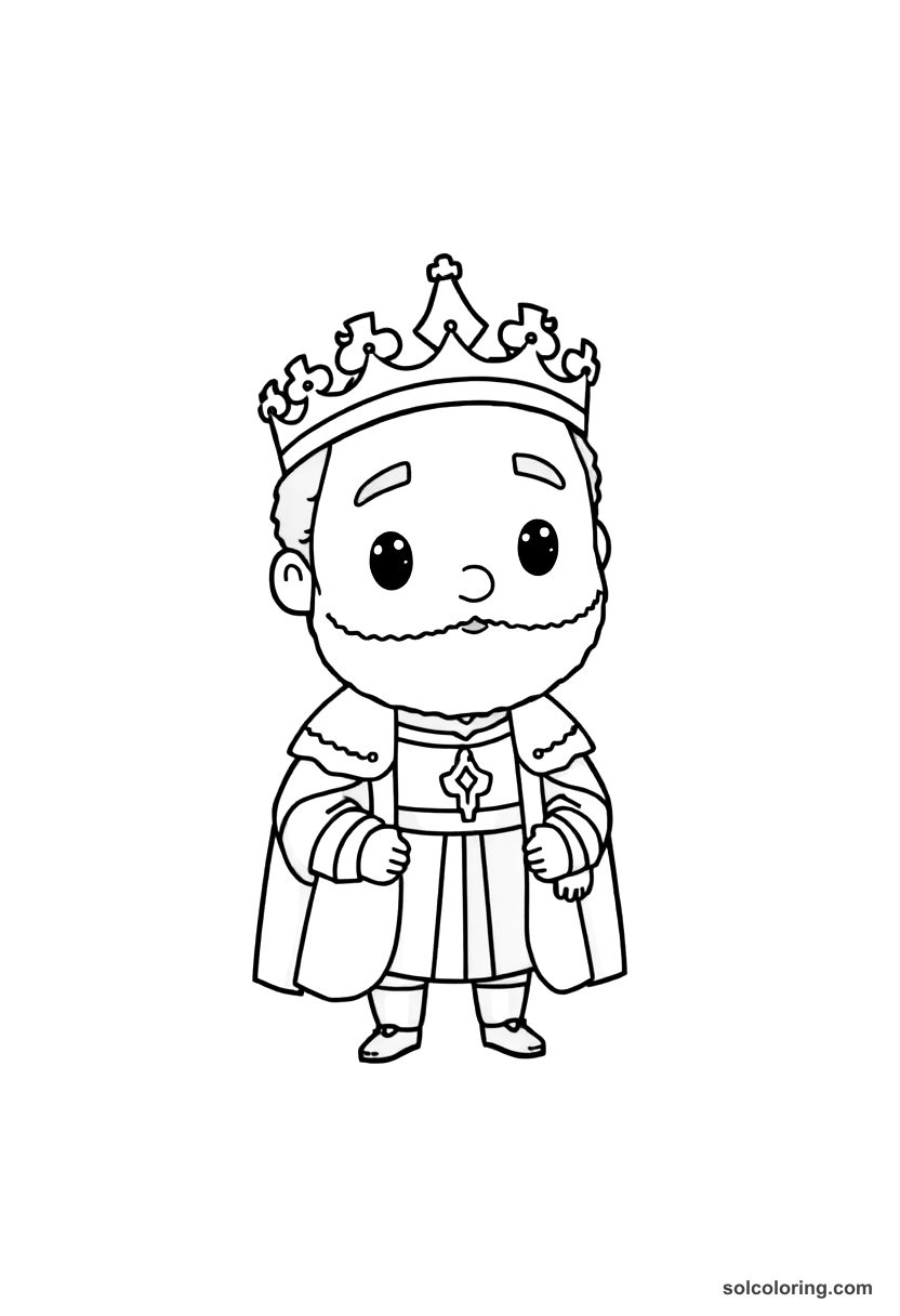 Chibi King Henry VIII with His Court coloring page, free printable chibi style