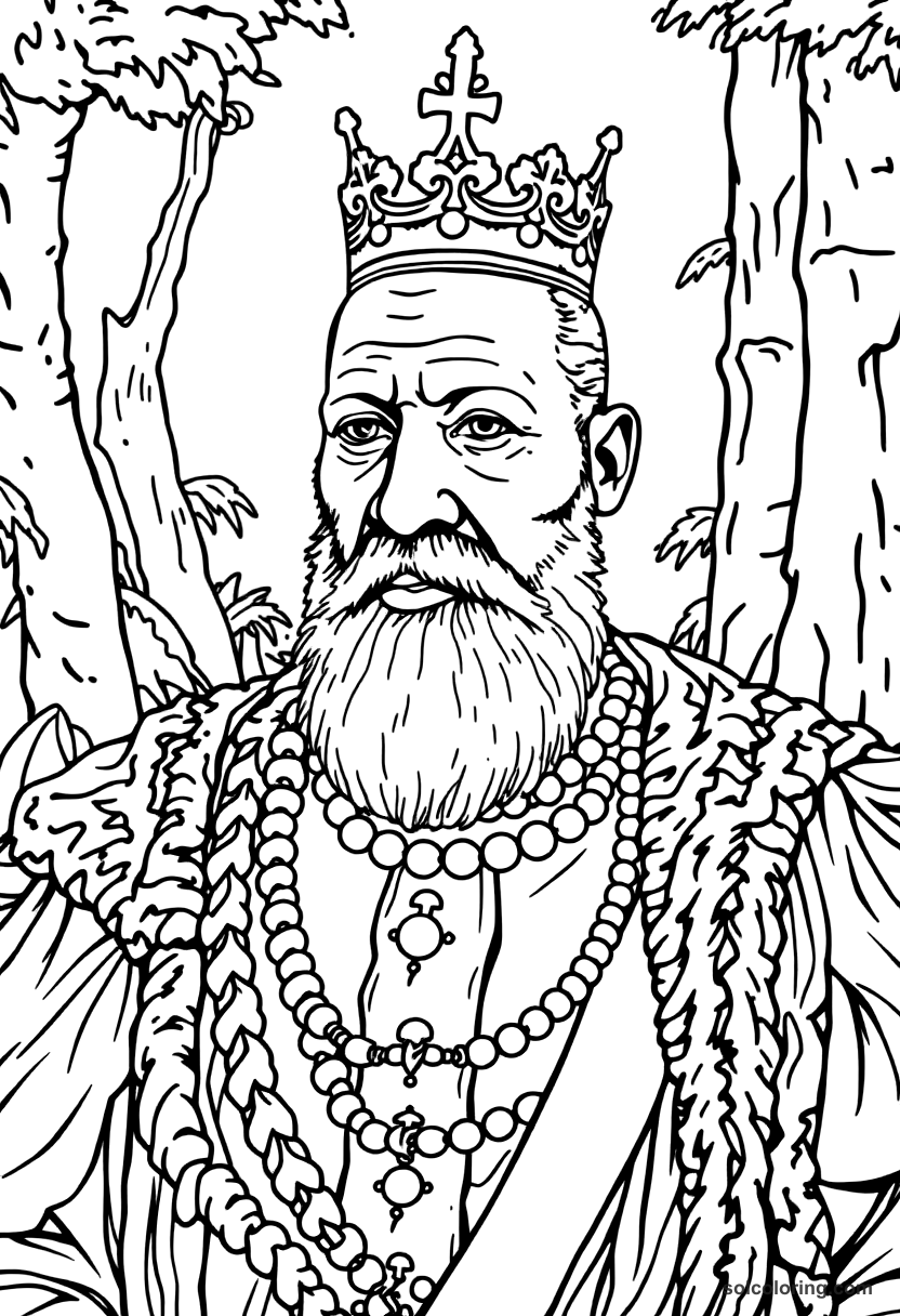 King Leopold II of Belgium in the Congo coloring page, free printable detailed style