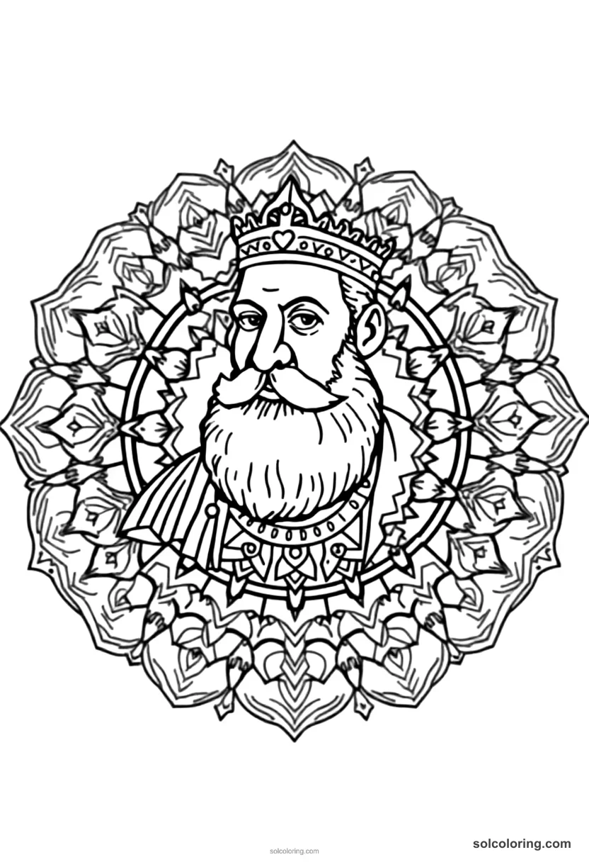 Mandala King Leopold II of Belgium in the Congo mandala coloring page for kids