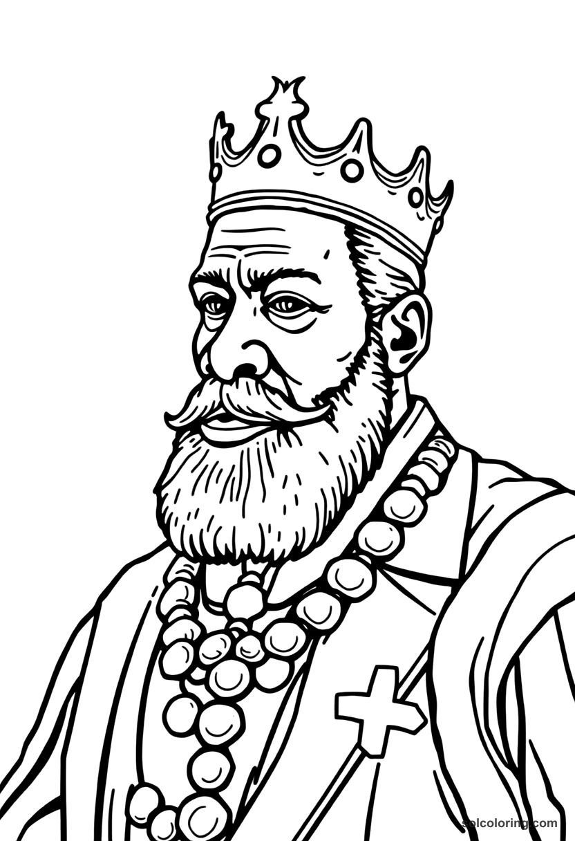 Simple King Leopold II of Belgium in the Congo coloring page, free printable simple style