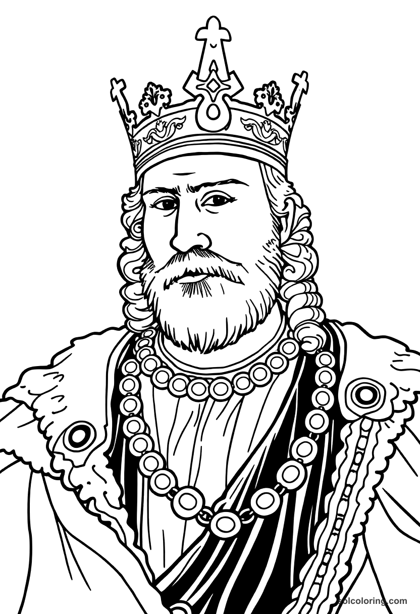 King Matthias Corvinus of Hungary coloring page, free printable detailed style